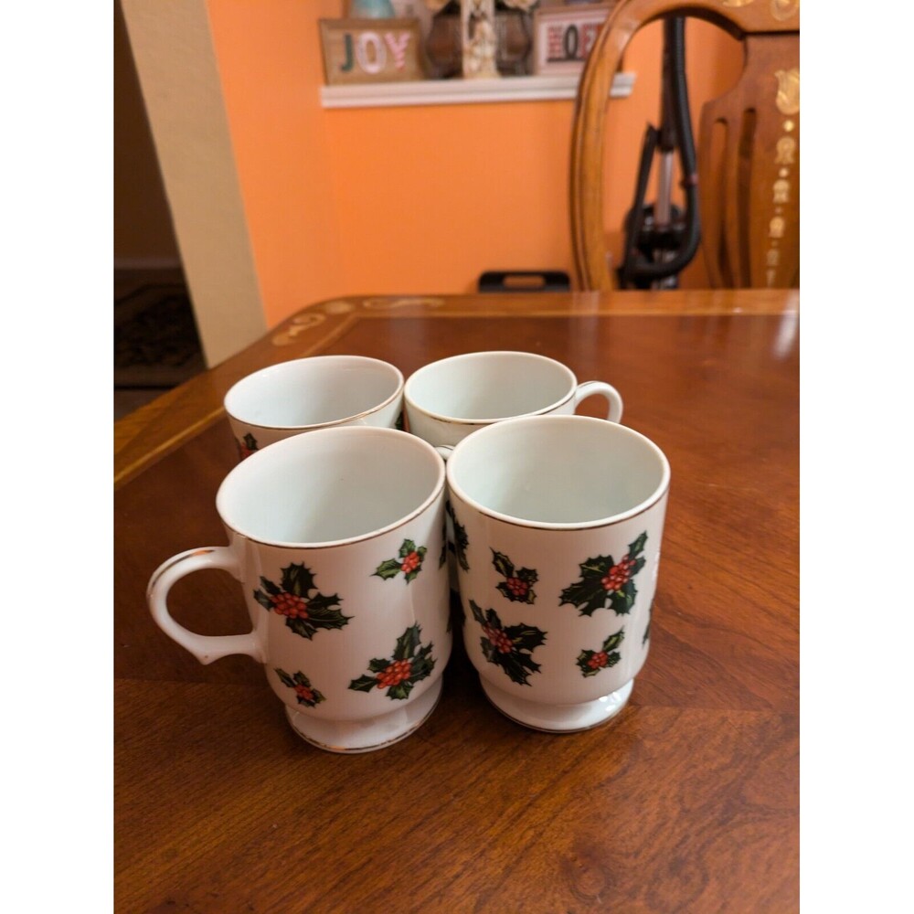 VTG Lefton Coffee Tea Mugs Footed (4) Porcelain